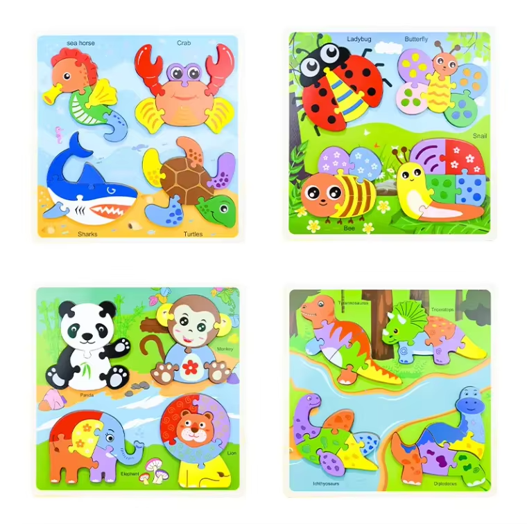 Wooden Kids Cartoon Animal Puzzle